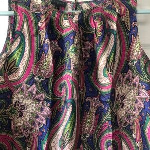 Talbots Petites 100% Silk Paisley Blouse Top Sleeveless Size 10P Multicolor J111